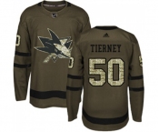 Youth Adidas San Jose Sharks #50 Chris Tierney Authentic Green Salute to Service NHL Jersey