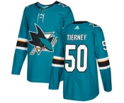 Youth Adidas San Jose Sharks #50 Chris Tierney Authentic Teal Green Home NHL Jersey