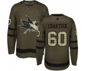 Youth Adidas San Jose Sharks #60 Rourke Chartier Authentic Green Salute to Service NHL Jersey