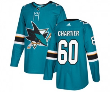 Youth Adidas San Jose Sharks #60 Rourke Chartier Authentic Teal Green Home NHL Jersey