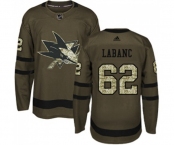 Youth Adidas San Jose Sharks #62 Kevin Labanc Authentic Green Salute to Service NHL Jersey