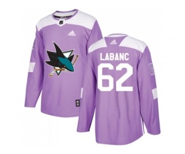 Youth Adidas San Jose Sharks #62 Kevin Labanc Purple Authentic Fights Cancer Stitched NHL Jersey