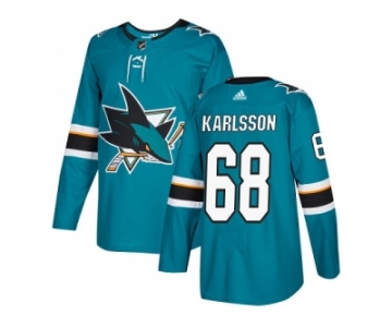 Youth Adidas San Jose Sharks #68 Melker Karlsson Teal Home Authentic Stitched NHL Jersey