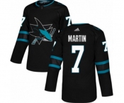 Youth Adidas San Jose Sharks #7 Paul Martin Authentic Black Alternate NHL Jersey