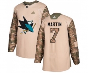 Youth Adidas San Jose Sharks #7 Paul Martin Authentic Camo Veterans Day Practice NHL Jersey