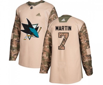 Youth Adidas San Jose Sharks #7 Paul Martin Authentic Camo Veterans Day Practice NHL Jersey