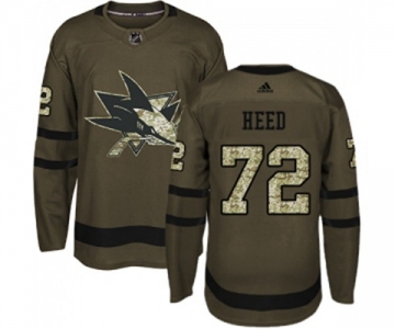 Youth Adidas San Jose Sharks #72 Tim Heed Authentic Green Salute to Service NHL Jersey