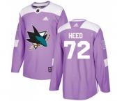 Youth Adidas San Jose Sharks #72 Tim Heed Authentic Purple Fights Cancer Practice NHL Jersey