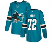 Youth Adidas San Jose Sharks #72 Tim Heed Authentic Teal Green Home NHL Jersey