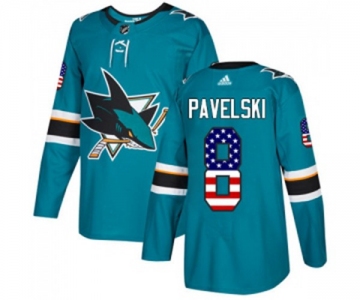 Youth Adidas San Jose Sharks #8 Joe Pavelski Authentic Teal Green USA Flag Fashion NHL Jersey