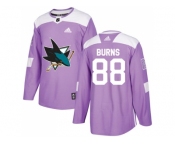 Youth Adidas San Jose Sharks #88 Brent Burns Purple Authentic Fights Cancer Stitched NHL Jersey