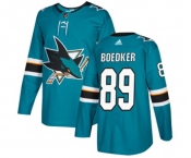 Youth Adidas San Jose Sharks #89 Mikkel Boedker Authentic Teal Green Home NHL Jersey