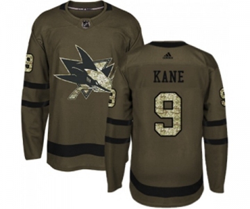 Youth Adidas San Jose Sharks #9 Evander Kane Authentic Green Salute to Service NHL Jersey