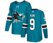 Youth Adidas San Jose Sharks #9 Evander Kane Authentic Teal Green Home NHL Jersey