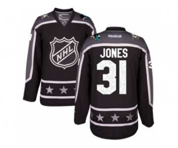 Youth Reebok San Jose Sharks #31 Martin Jones Authentic Black Pacific Division 2017 All-Star NHL Jersey