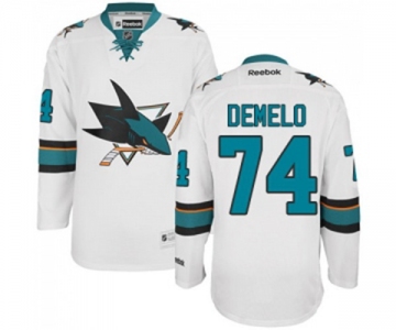 Youth Reebok San Jose Sharks #74 Dylan DeMelo Authentic White Away NHL Jersey