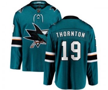 Youth San Jose Sharks #19 Joe Thornton Fanatics Branded Teal Green Home Breakaway NHL Jersey