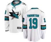 Youth San Jose Sharks #19 Joe Thornton Fanatics Branded White Away Breakaway NHL Jersey