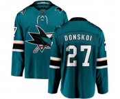 Youth San Jose Sharks #27 Joonas Donskoi Fanatics Branded Teal Green Home Breakaway NHL Jersey