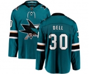 Youth San Jose Sharks #30 Aaron Dell Fanatics Branded Teal Green Home Breakaway NHL Jersey