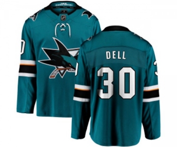 Youth San Jose Sharks #30 Aaron Dell Fanatics Branded Teal Green Home Breakaway NHL Jersey