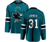 Youth San Jose Sharks #31 Martin Jones Fanatics Branded Teal Green Home Breakaway NHL Jersey