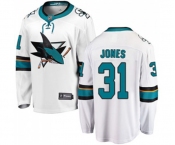 Youth San Jose Sharks #31 Martin Jones Fanatics Branded White Away Breakaway NHL Jersey