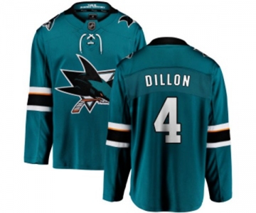 Youth San Jose Sharks #4 Brenden Dillon Fanatics Branded Teal Green Home Breakaway NHL Jersey