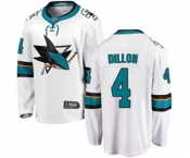 Youth San Jose Sharks #4 Brenden Dillon Fanatics Branded White Away Breakaway NHL Jersey