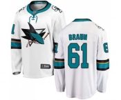 Youth San Jose Sharks #61 Justin Braun Fanatics Branded White Away Breakaway NHL Jersey