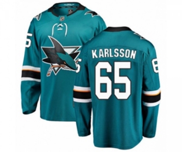 Youth San Jose Sharks #65 Erik Karlsson Fanatics Branded Teal Green Home Breakaway NHL Jersey