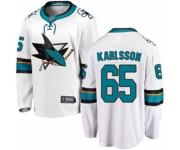 Youth San Jose Sharks #65 Erik Karlsson Fanatics Branded White Away Breakaway NHL Jersey