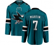 Youth San Jose Sharks #7 Paul Martin Fanatics Branded Teal Green Home Breakaway NHL Jersey