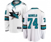 Youth San Jose Sharks #74 Dylan DeMelo Fanatics Branded White Away Breakaway NHL Jersey