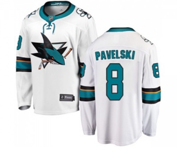 Youth San Jose Sharks #8 Joe Pavelski Fanatics Branded White Away Breakaway NHL Jersey