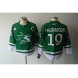 youth nhl jerseys san jose sharks #19 thornton green(2011 new)