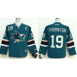 youth nhl jerseys san jose sharks #19 thornton green[2014 new stadium][patch C]