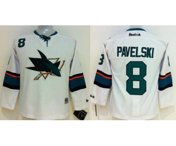 youth nhl jerseys san jose sharks #8 pavelski white[2014 new stadium]