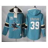 Men's San Jose Sharks #39 Logan Couture Teal Pullover Hoodie Stitched NHL Jersey