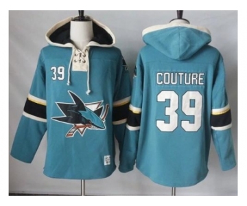 Men's San Jose Sharks #39 Logan Couture Teal Pullover Hoodie Stitched NHL Jersey