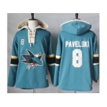 Men's San Jose Sharks #8 Joe Pavelski Teal Pullover Hoodie Stitched NHL Jersey