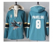 Men's San Jose Sharks #8 Joe Pavelski Teal Pullover Hoodie Stitched NHL Jersey