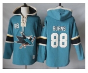 Men's San Jose Sharks #88 Brent Burns Teal Pullover Hoodie Stitched NHL Jersey