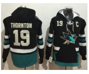 San Jose Sharks #19 Joe Thornton Black Name & Number Pullover NHL Hoodie