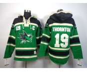 nhl jerseys san jose sharks #19 joe thornton green[pullover hooded sweatshirt][patch C]