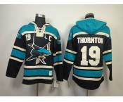 nhl jerseys san jose sharks #19 thornton black [pullover hooded sweatshirt](C)