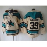 nhl jerseys san jose sharks #39 couture cream-blue[pullover hooded sweatshirt]