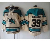 nhl jerseys san jose sharks #39 couture cream-blue[pullover hooded sweatshirt]