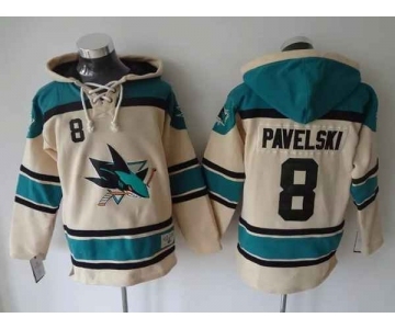 nhl jerseys san jose sharks #8 pavelski cream-blue[pullover hooded sweatshirt]