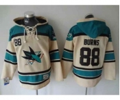 nhl jerseys san jose sharks #88 burns cream-blue[pullover hooded sweatshirt]